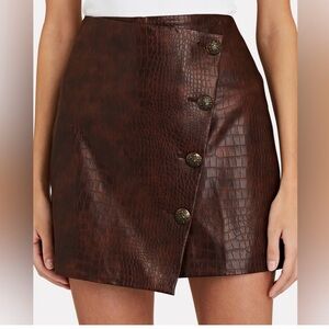 Veronica Beard Brown Faux alligator leather mini skirt size 4